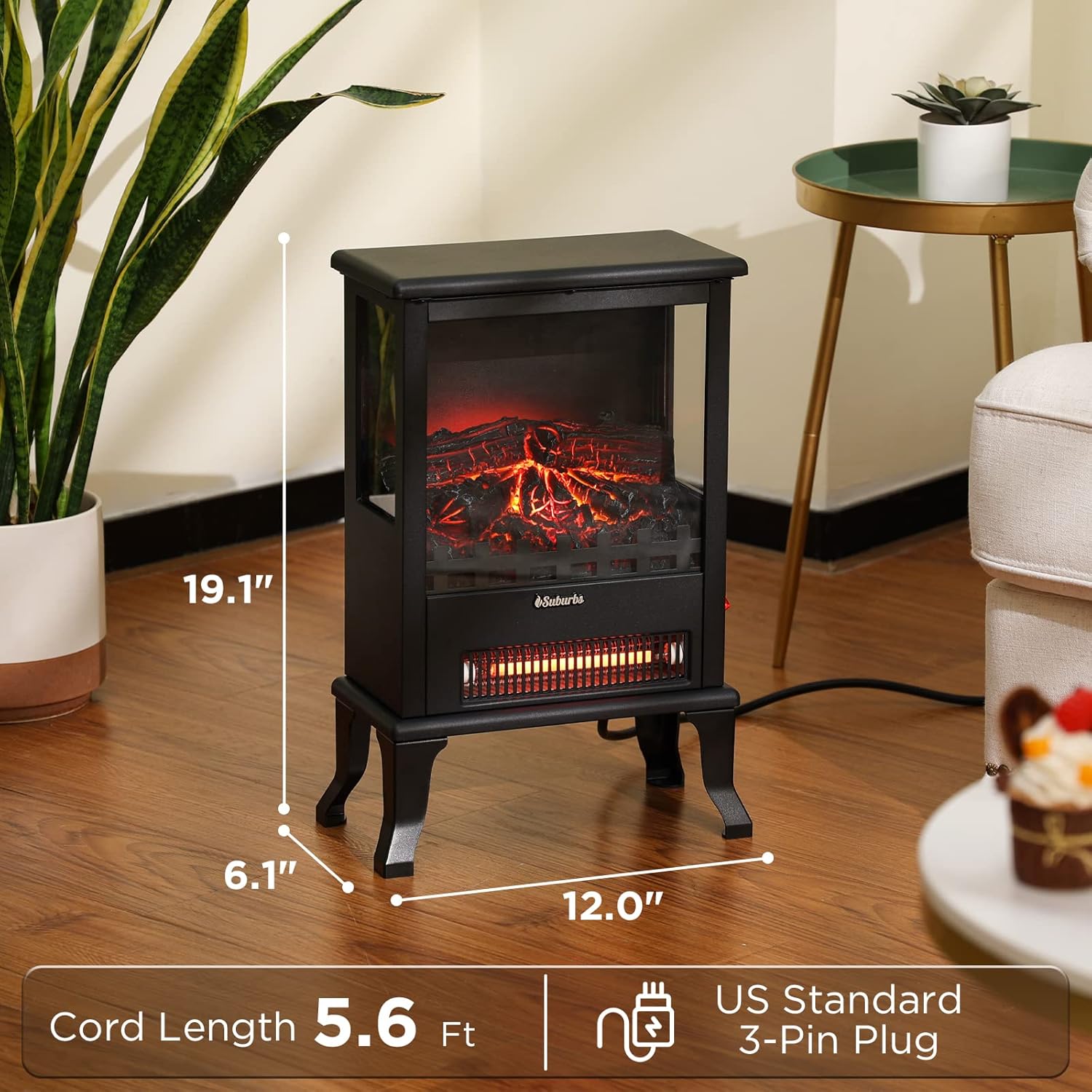 TURBRO Suburbs TS17Q Electric Fireplace Stove