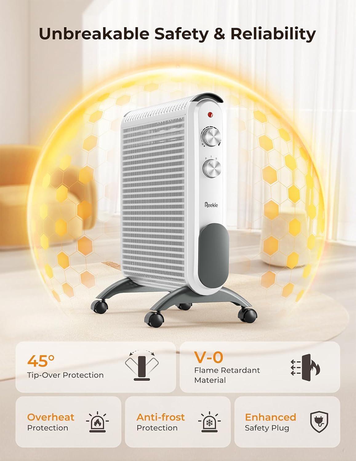 Reekie 1500W Electric Space Heater for Large Rooms 1