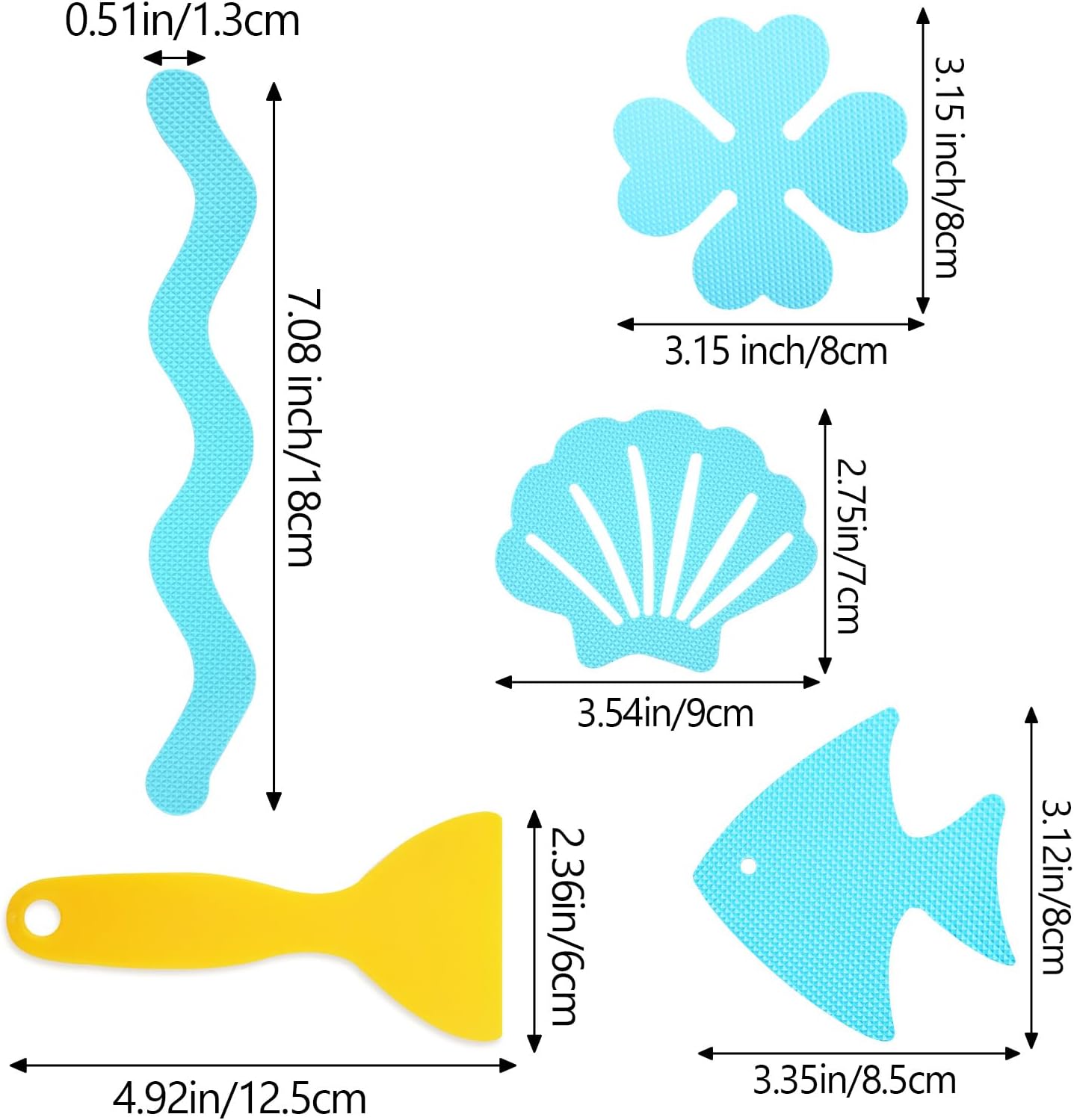 48 PCS Non-Slip Bathtub Stickers with Scrapers