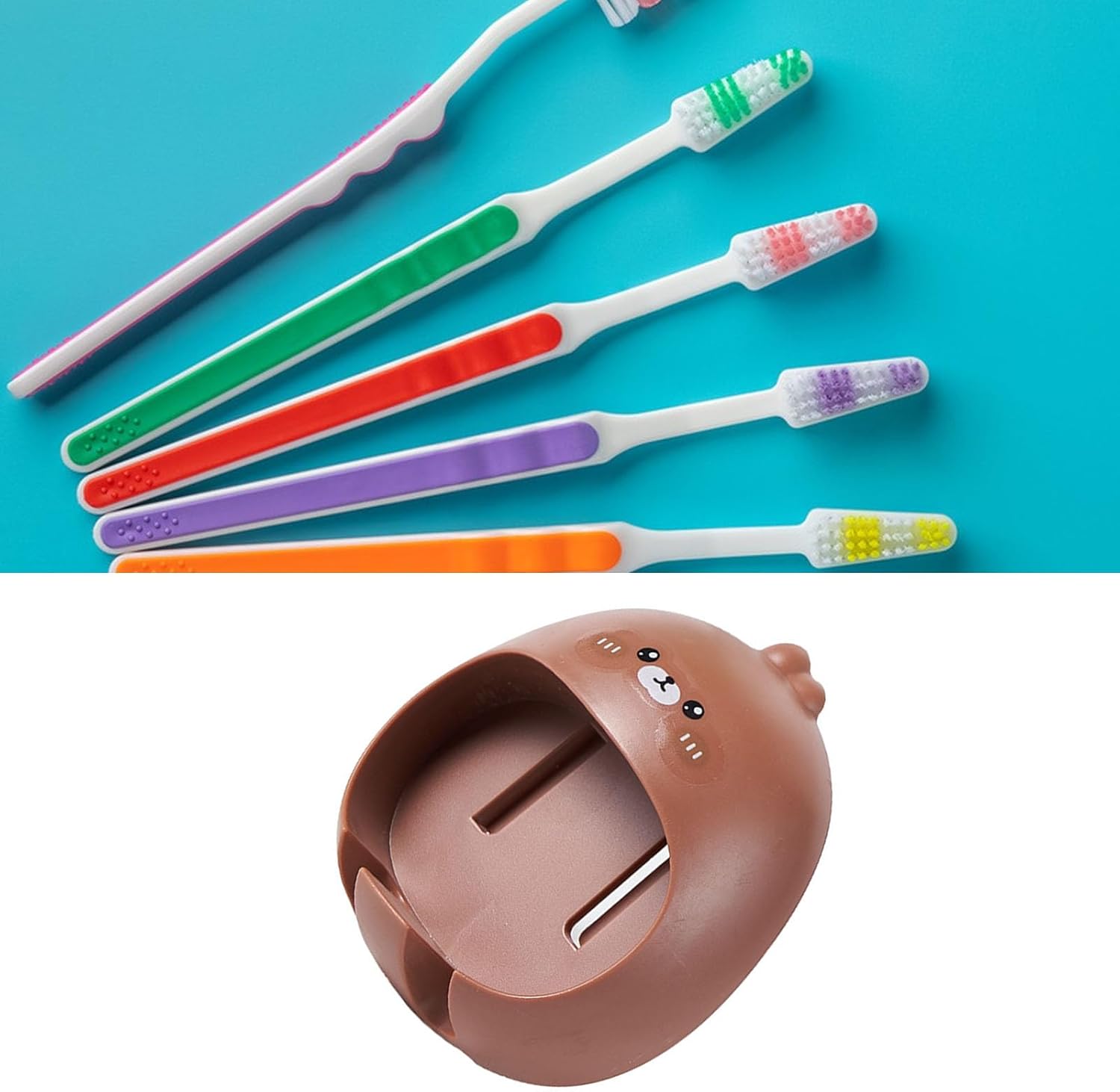 Beufee Toothbrush Holder Wall Mounted Cartoon No Drill