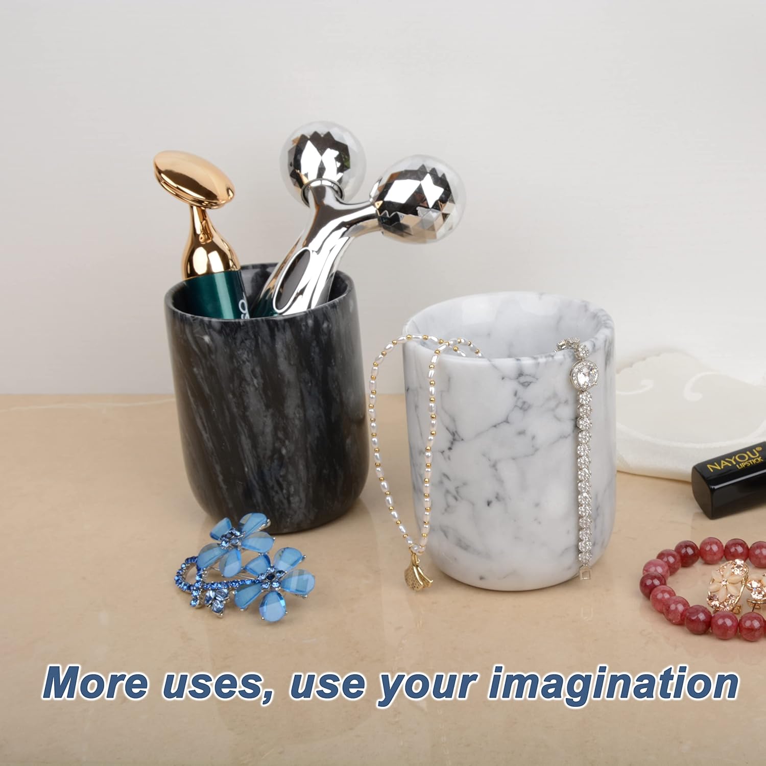 Handmade Marble Toothbrush Holder Black