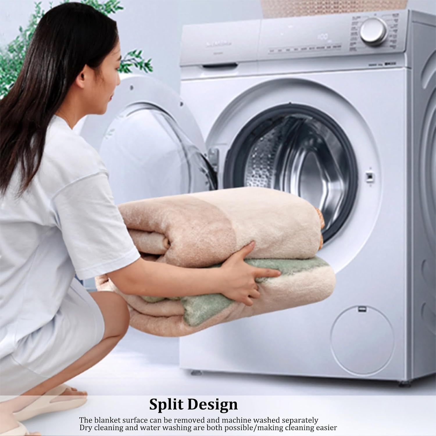 Modern Machine Washable Heated Area Rug with Timer