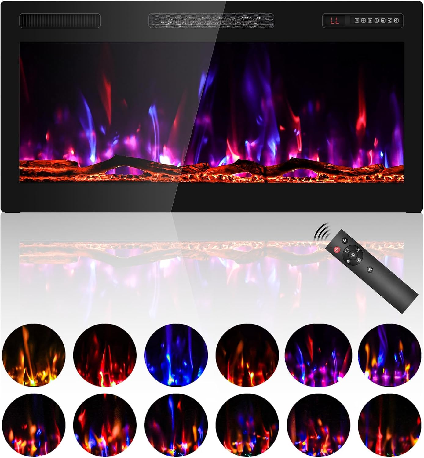 BREEZEHEAT 36 Inch Electric Fireplace with Log
