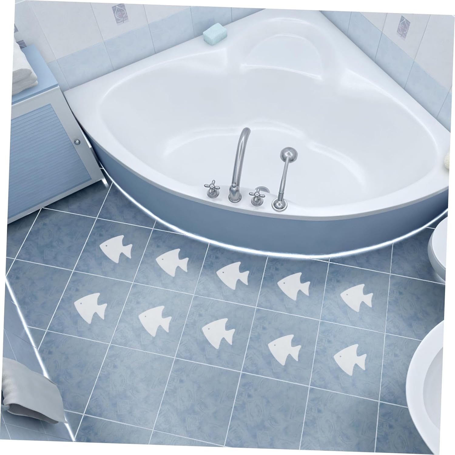 Ciieeo 12pcs Fish Style Bathtub Stickers