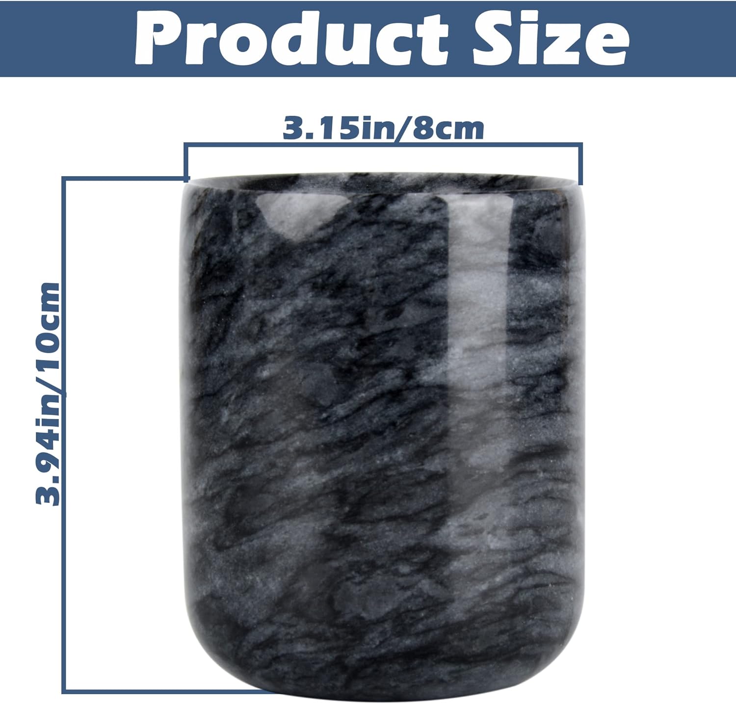 Handmade Marble Toothbrush Holder Black