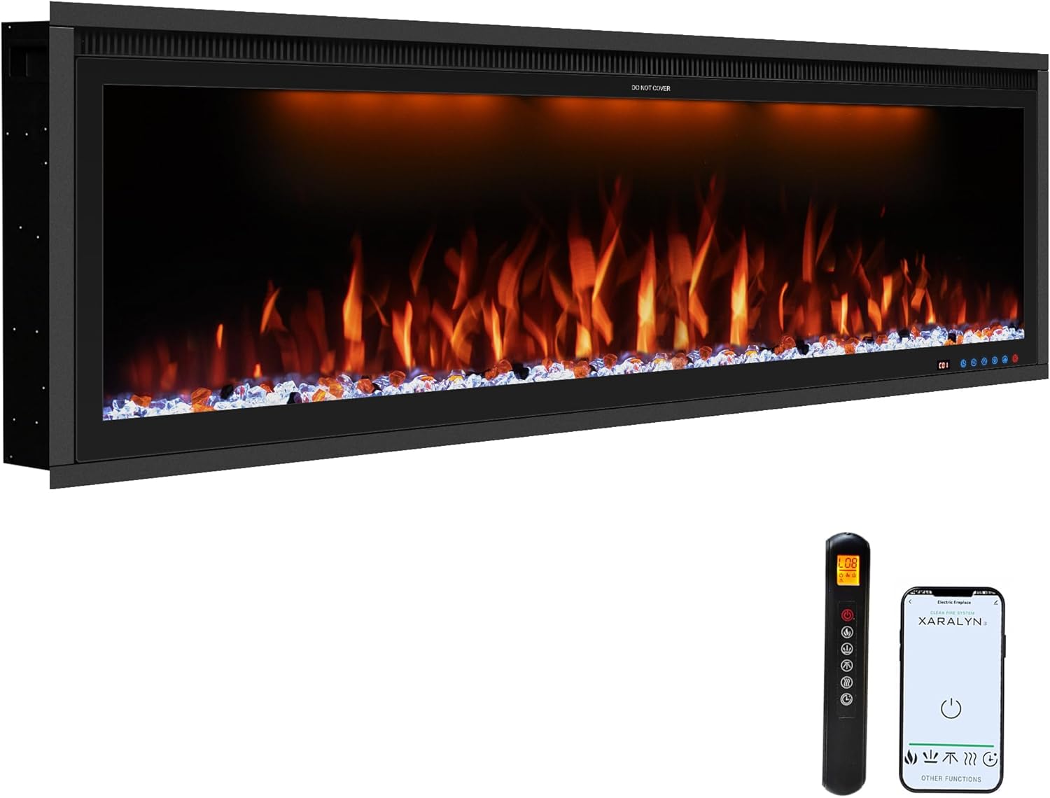 Benrocks 60 Inch WiFi Enabled Electric Fireplace Insert - 750W1500W Black