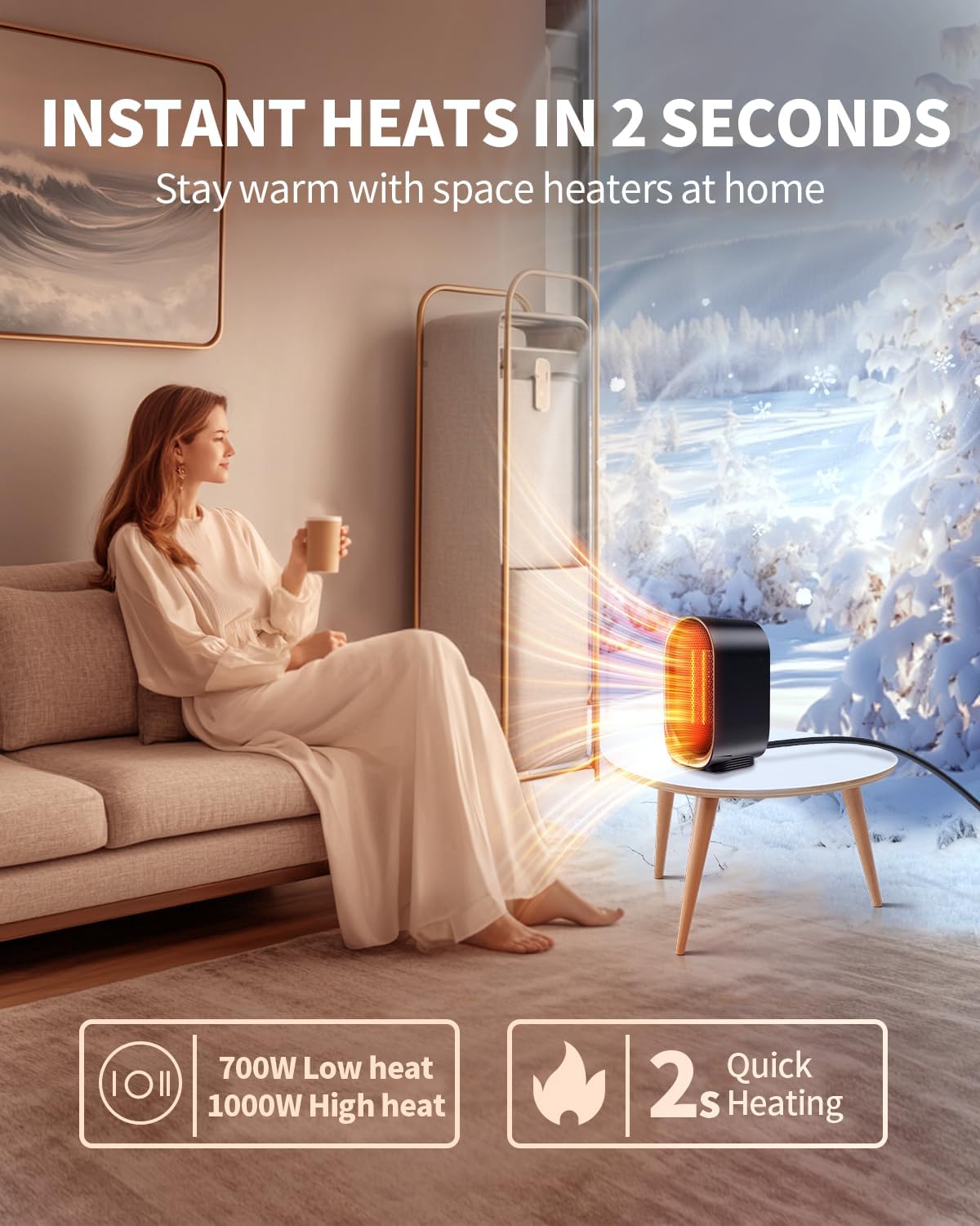 BZGG Electric Space Heater with Safety Features