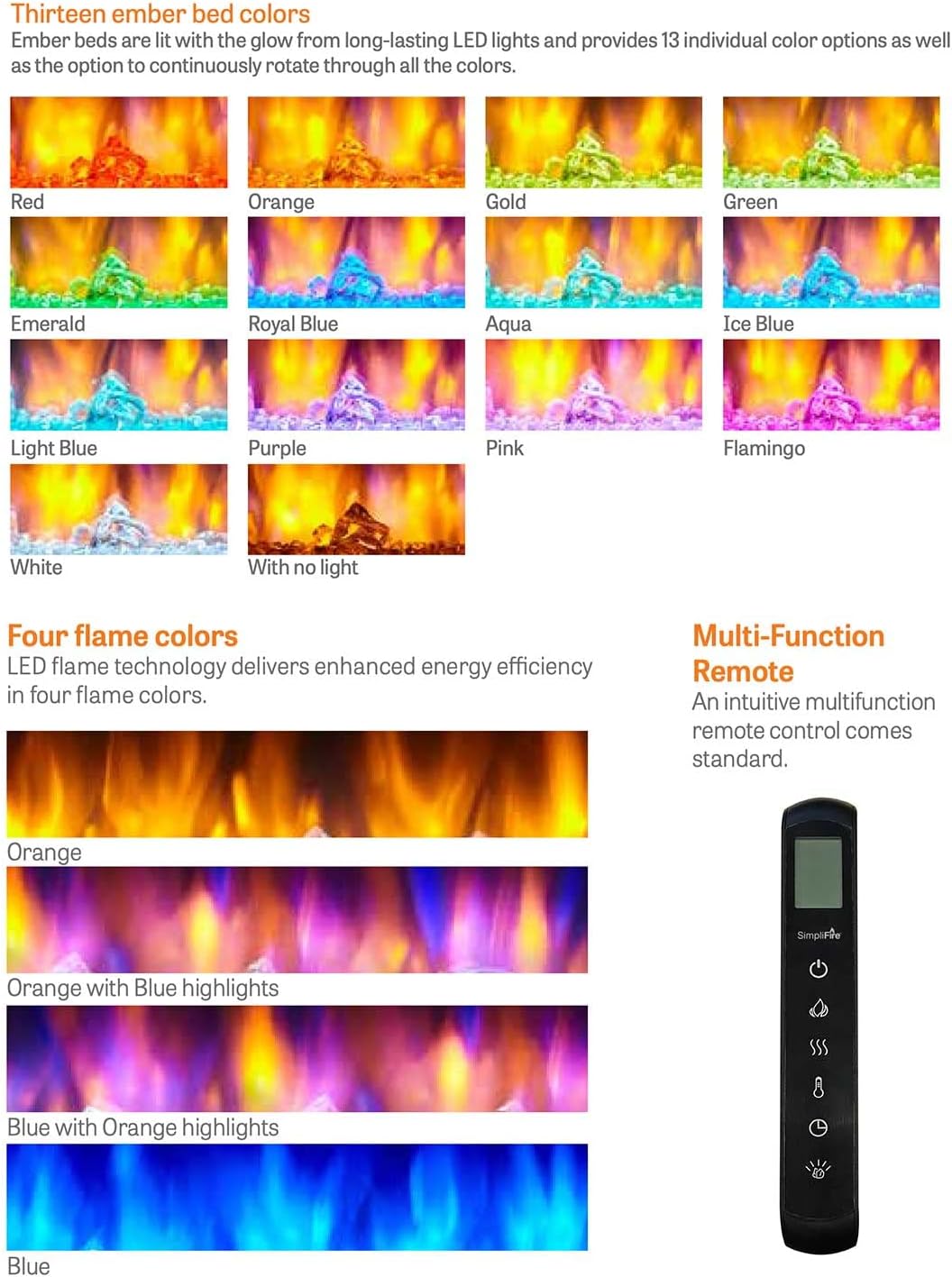 SimpliFire 70-Inch Allusion Platinum Electric Fireplace