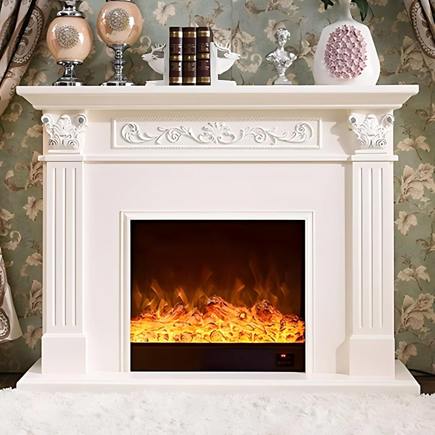 Aihm-Lon Electric Fireplace with Mantel and TV Console