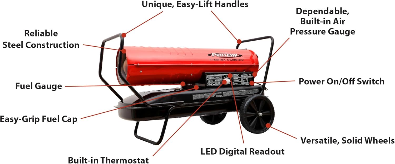 Protemp 220000 Btu Kerosene Forced Air Heater With Thermostat