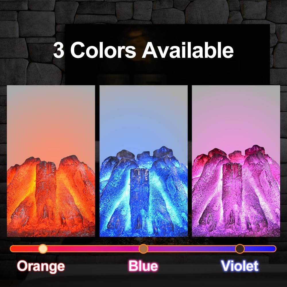 Portable 3-Sided Electric Fireplace Heater with Remote Control and Flame Effects