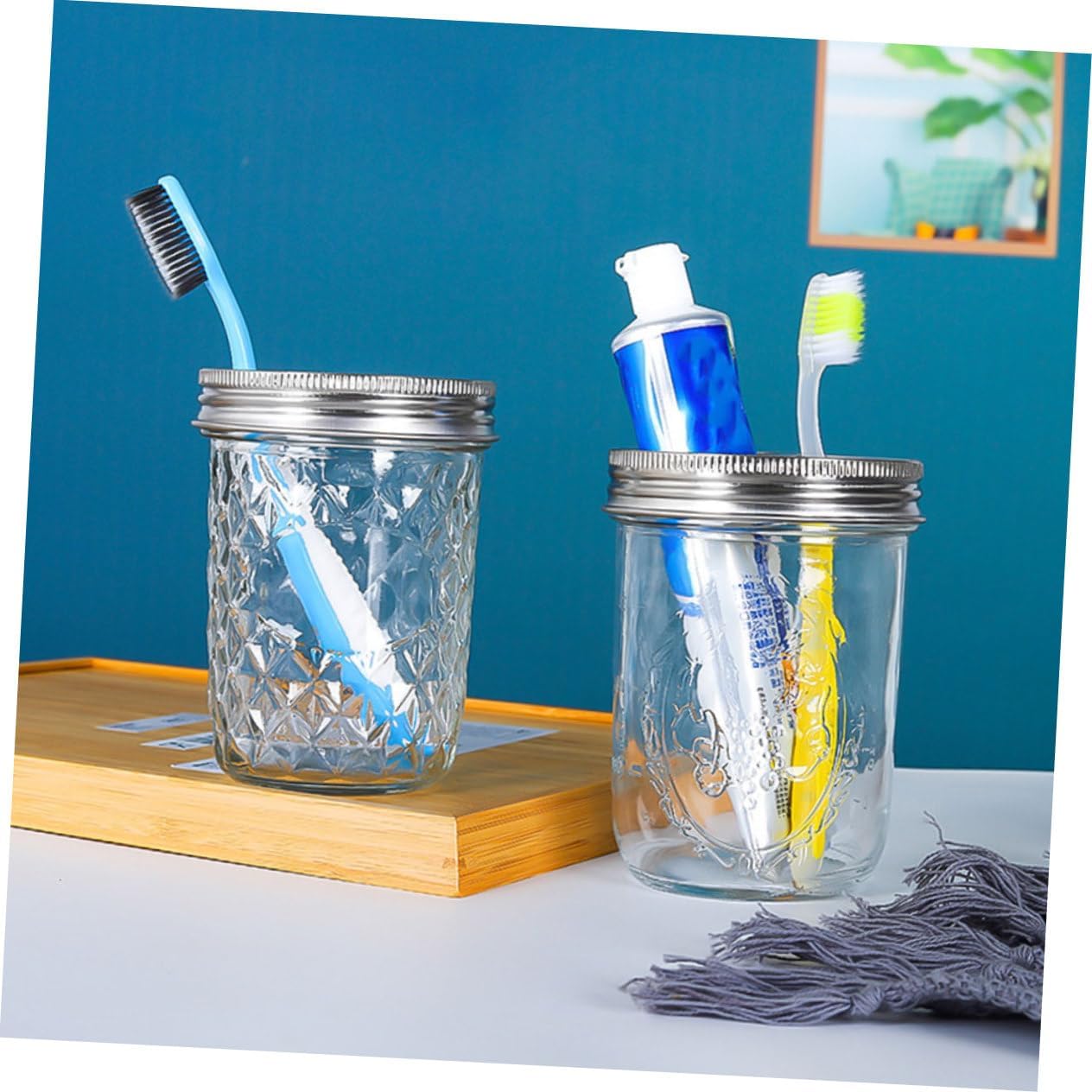 HOLIDYOYO 5 Pcs Stainless Steel Toothbrush Holder Lids