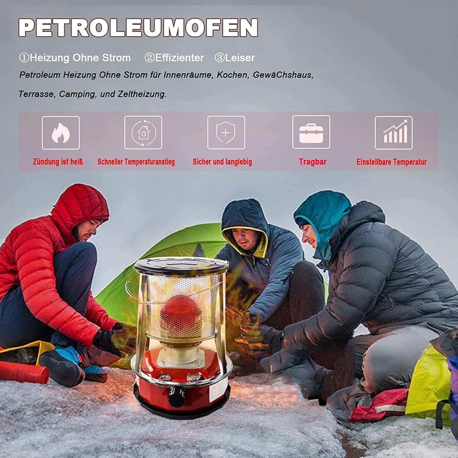 WJ Mobile Fuel Oil Heater 46L Portable Kerosene Space Heater