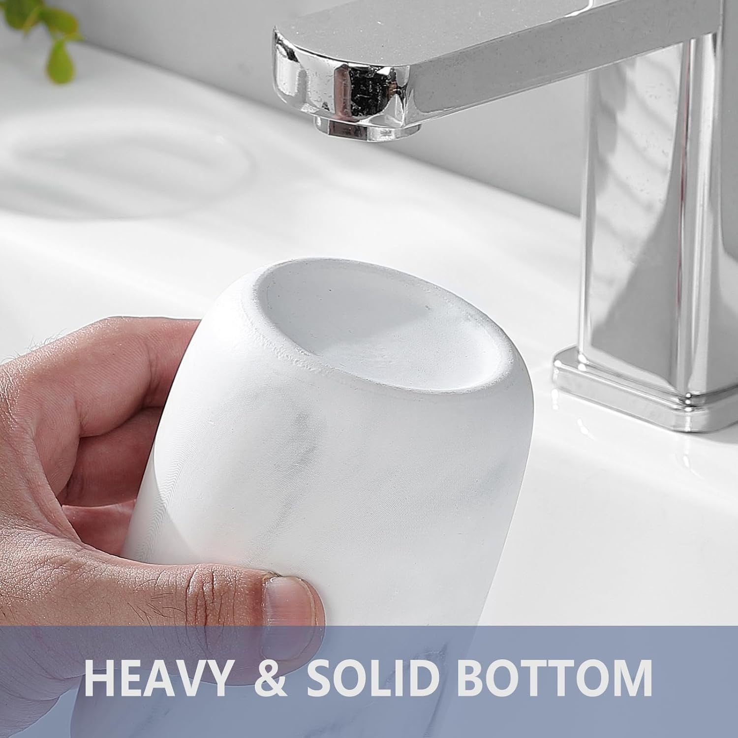 White Marble Ceramic Toothbrush Holder with Pattern