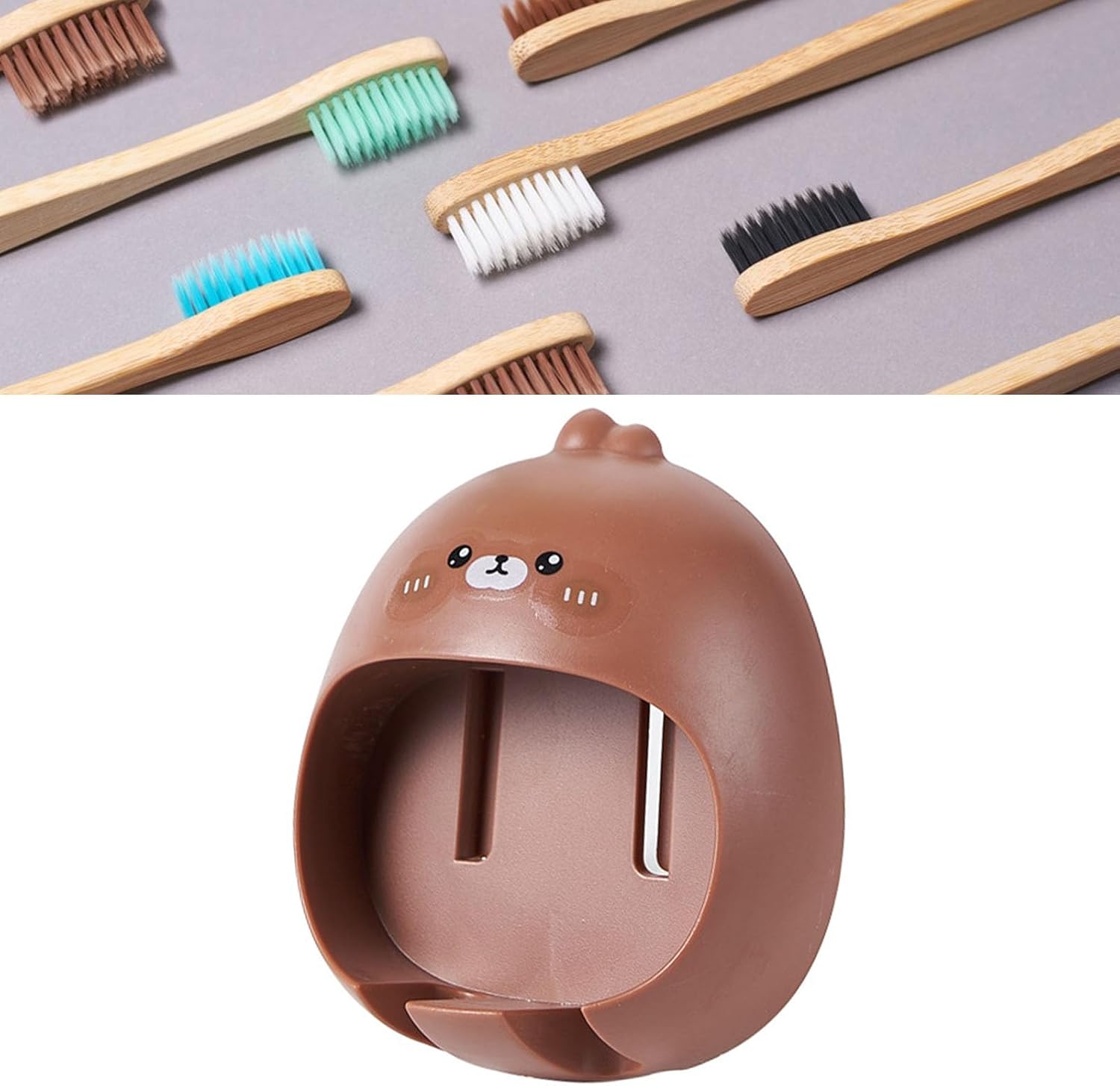 Beufee Toothbrush Holder Wall Mounted Cartoon No Drill