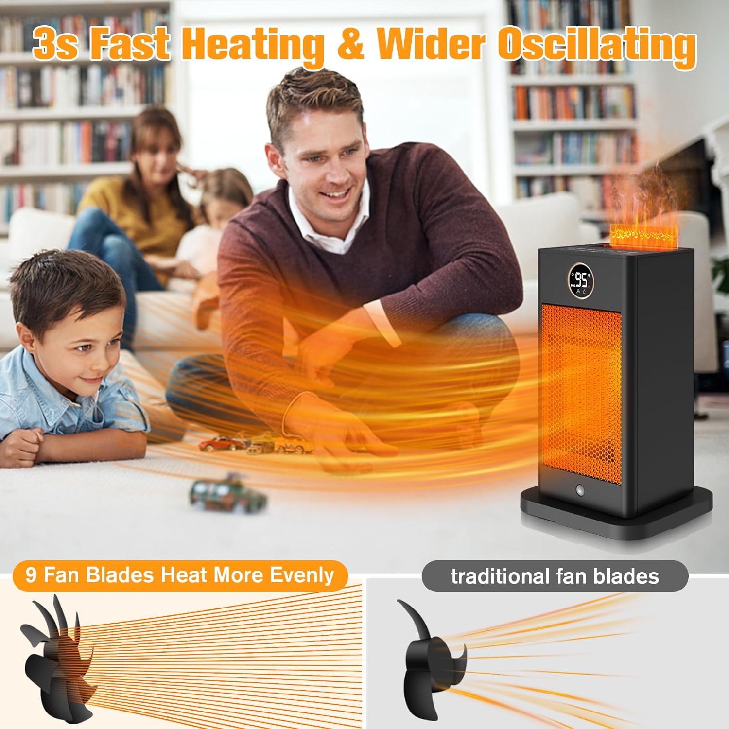 Verminget 1500W PTC Space Heater with Humidifier and 3D Flame Effect