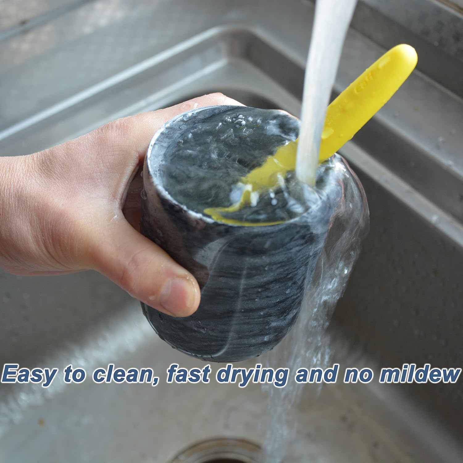 Handmade Marble Toothbrush Holder Black