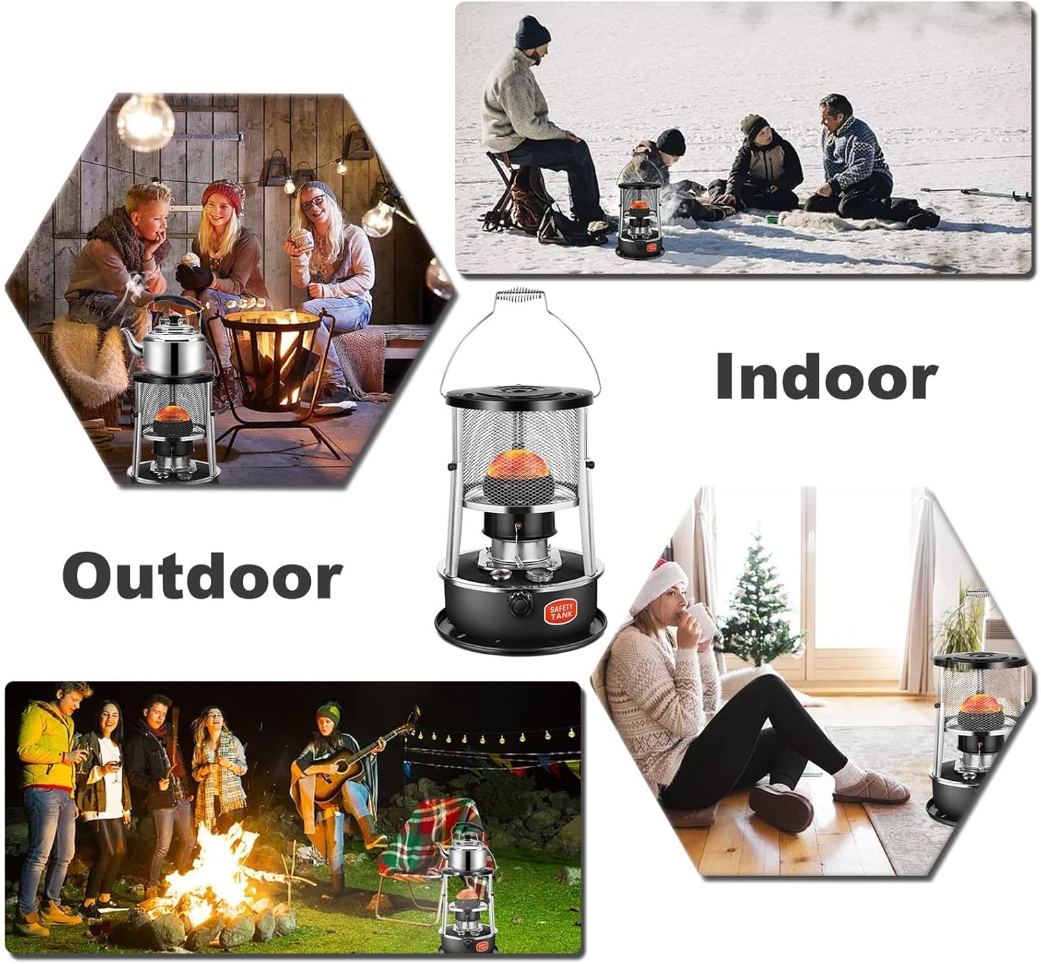 TESZON Kerosene Heater for Indoor Outdoor Adjustable Height 45L Black
