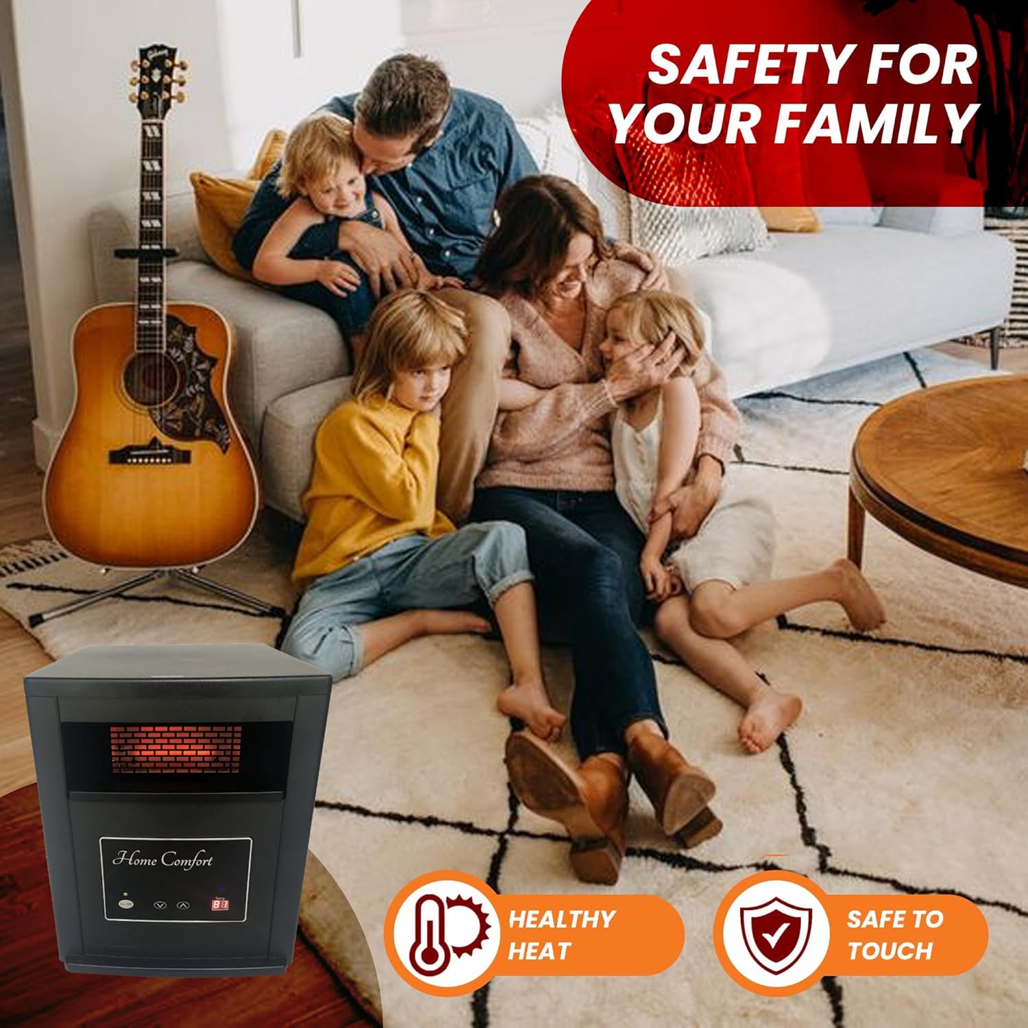 Home Comfort 1500w Infrared Heater with Thermostat and Remote Control