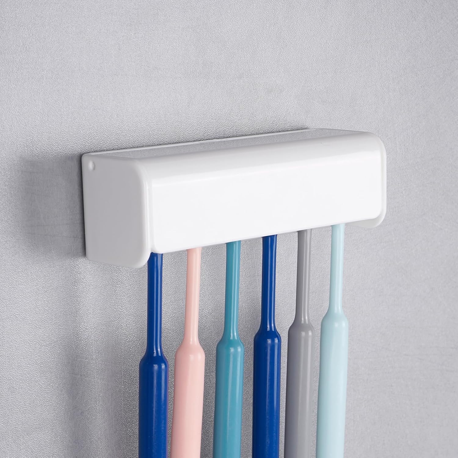 LUEXBOX 6 Slots Wall Mount Toothbrush Holder with Cover