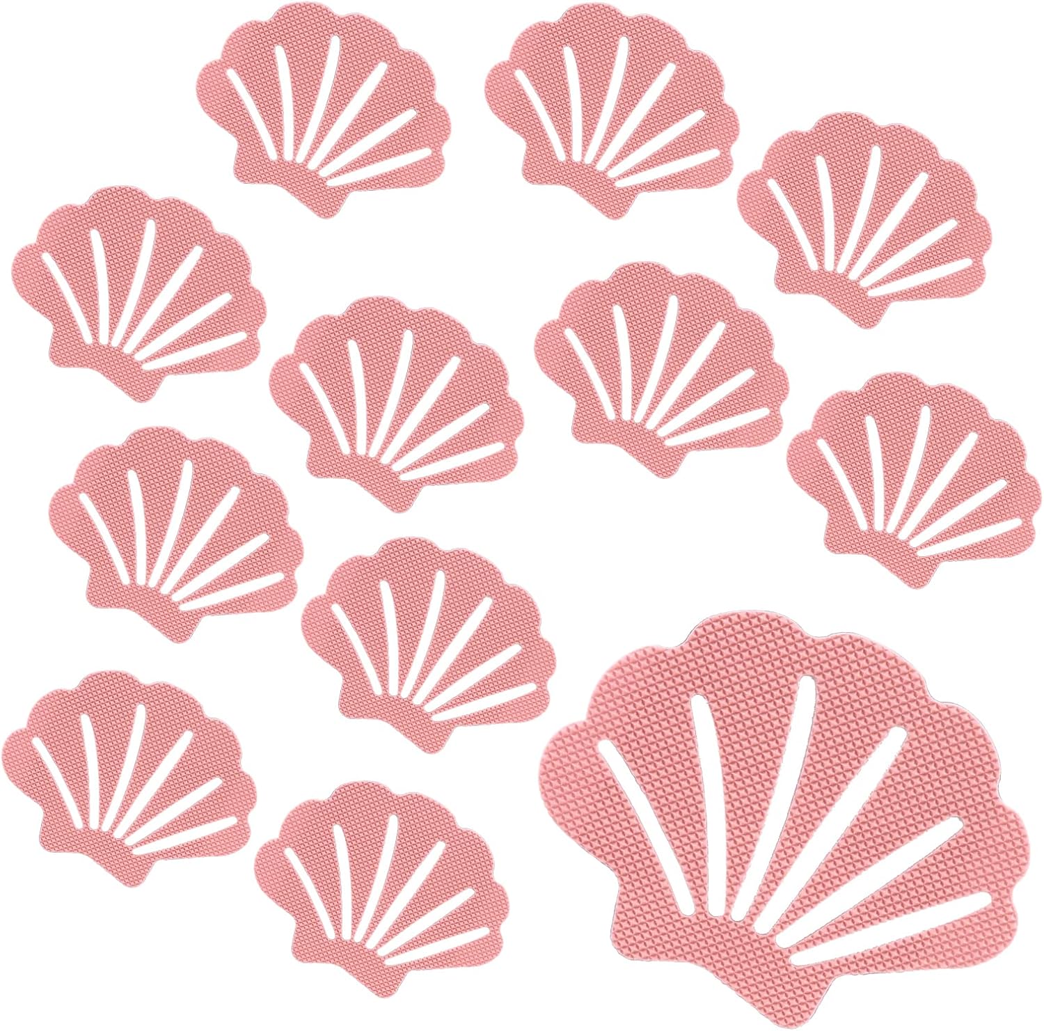 Coufce Bathtub Stickers Non-Slip Safety Treads Pink 12Pcs