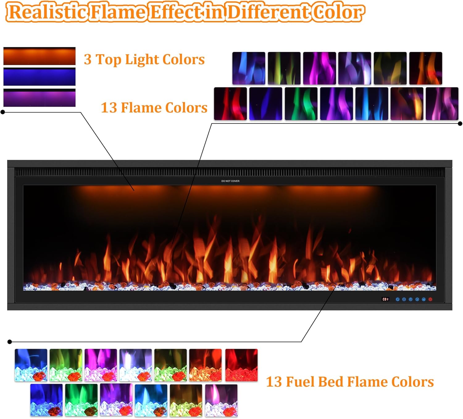 Benrocks 48 Smart WiFi Electric Fireplace Insert