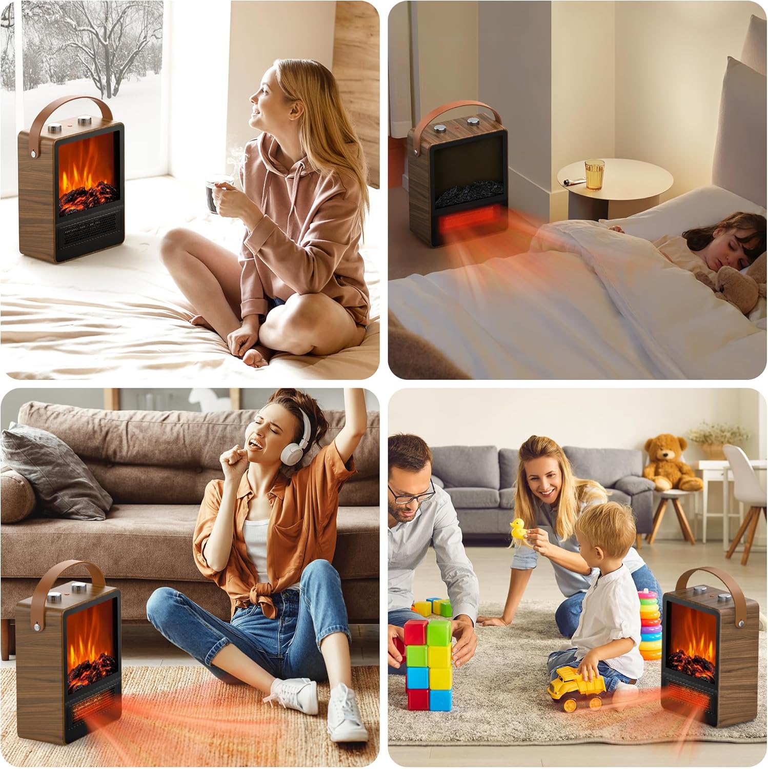 Alpaca Electric Fireplace Heater with 3D LED Flame 1500W750W