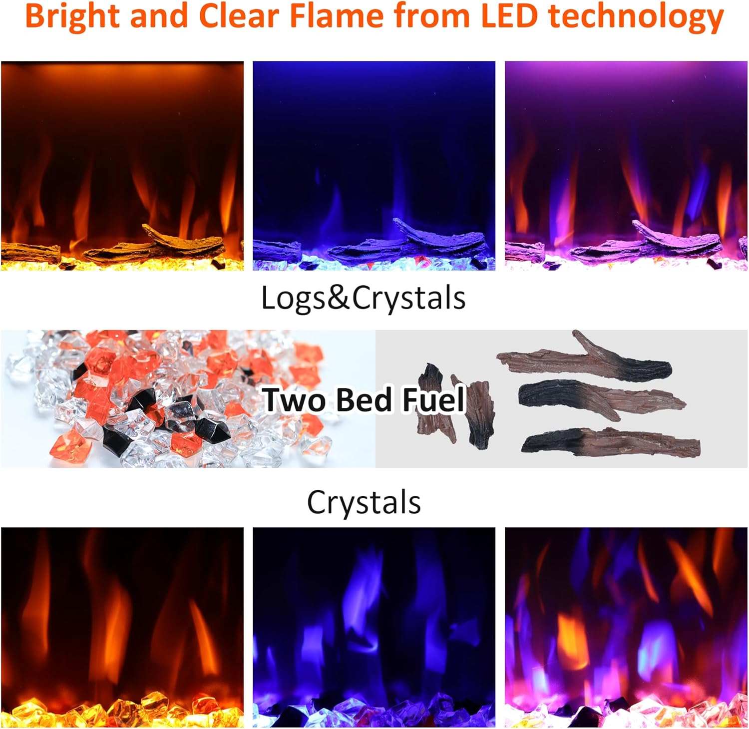 Dreamflame 88 Inches Electric Fireplace with Timer and Remote Control