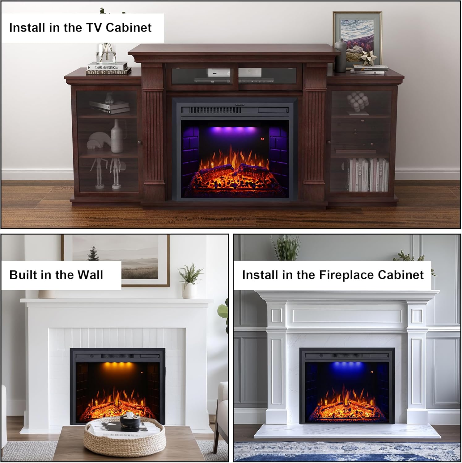 Valuxhome Electric Fireplace with Fire Crackling Sound and Overheating Protection