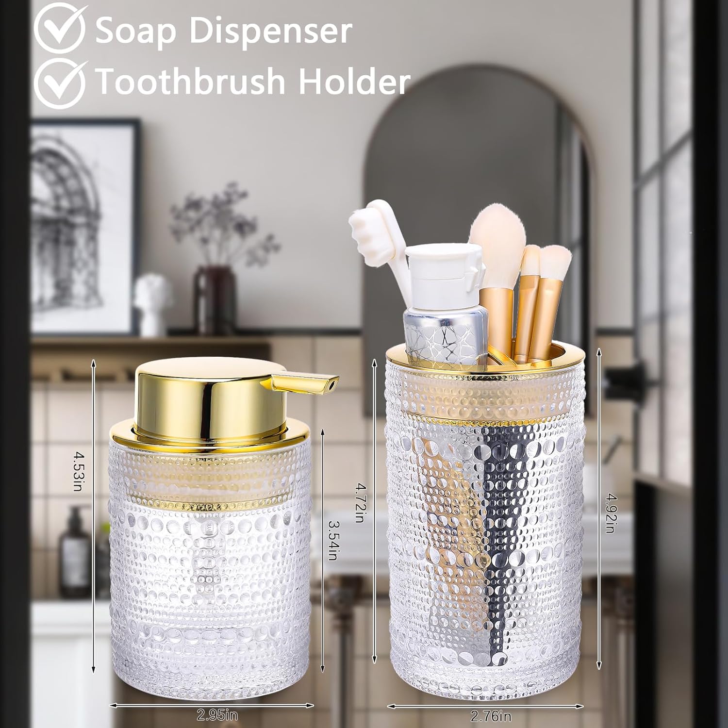 Nafhone Clear Glass Bathroom Accessory Set 2 Pcs