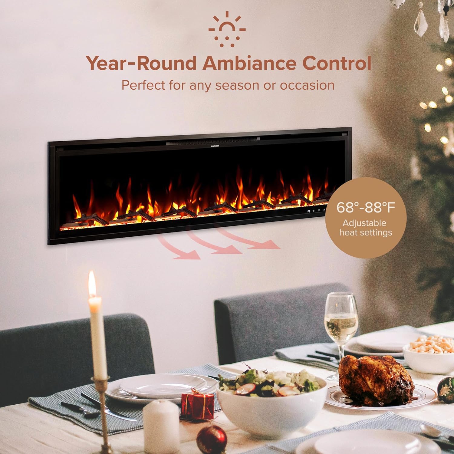 Modern Ember Aerus 60 Inch Smart Linear Electric Fireplace