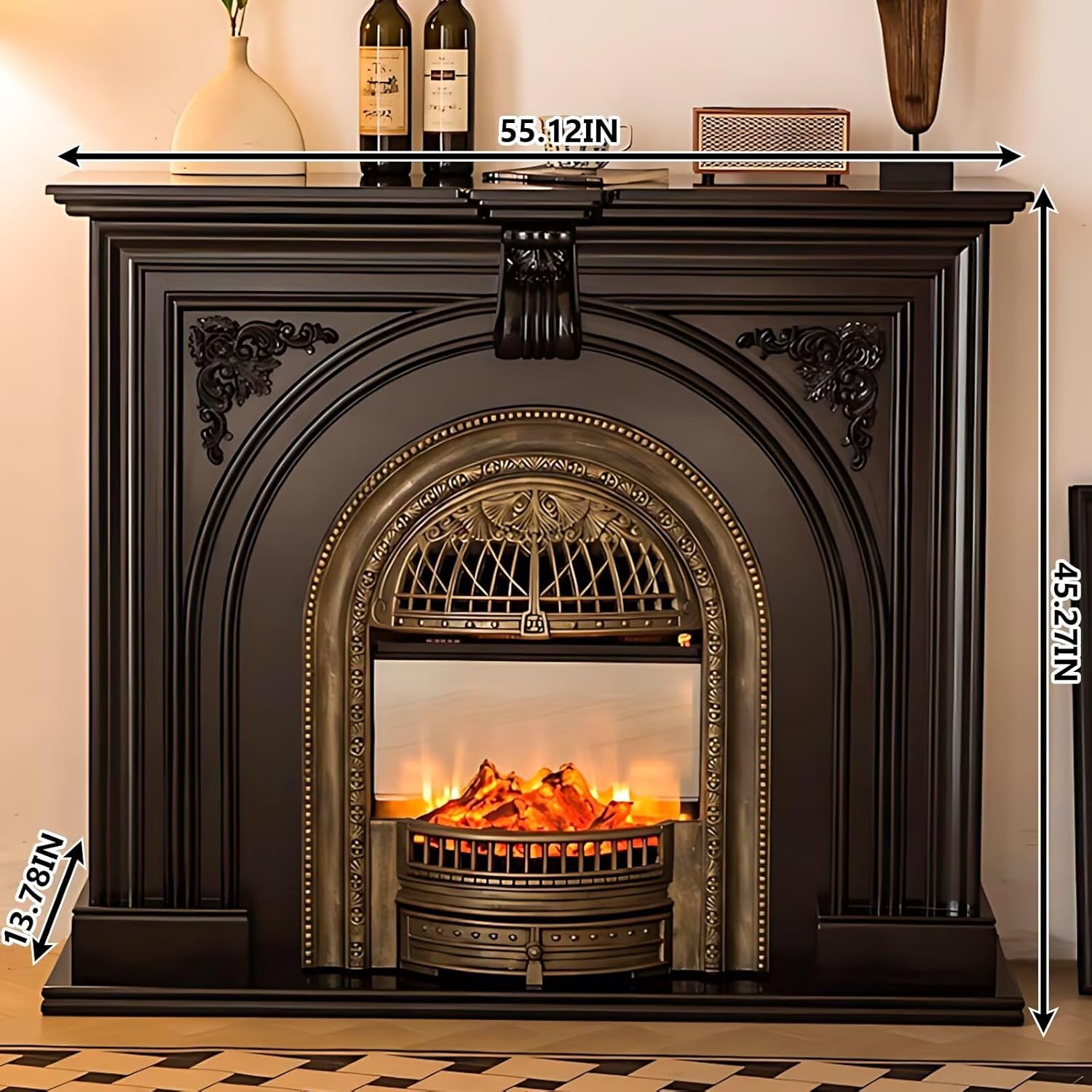 Aihm-Lon Electric Fireplace with Retro Arch Design and Remote Control 1