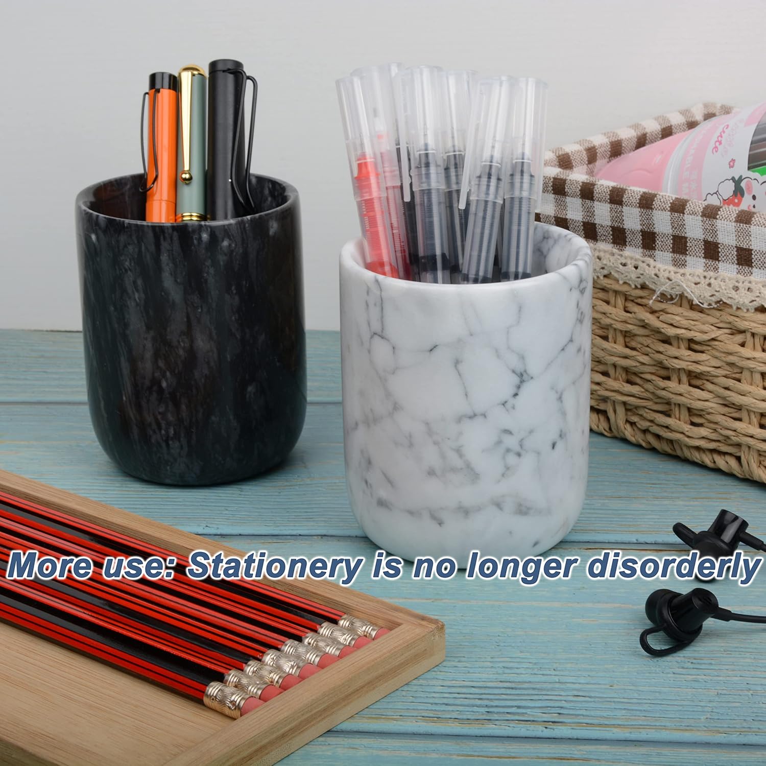 Handmade Marble Toothbrush Holder Black