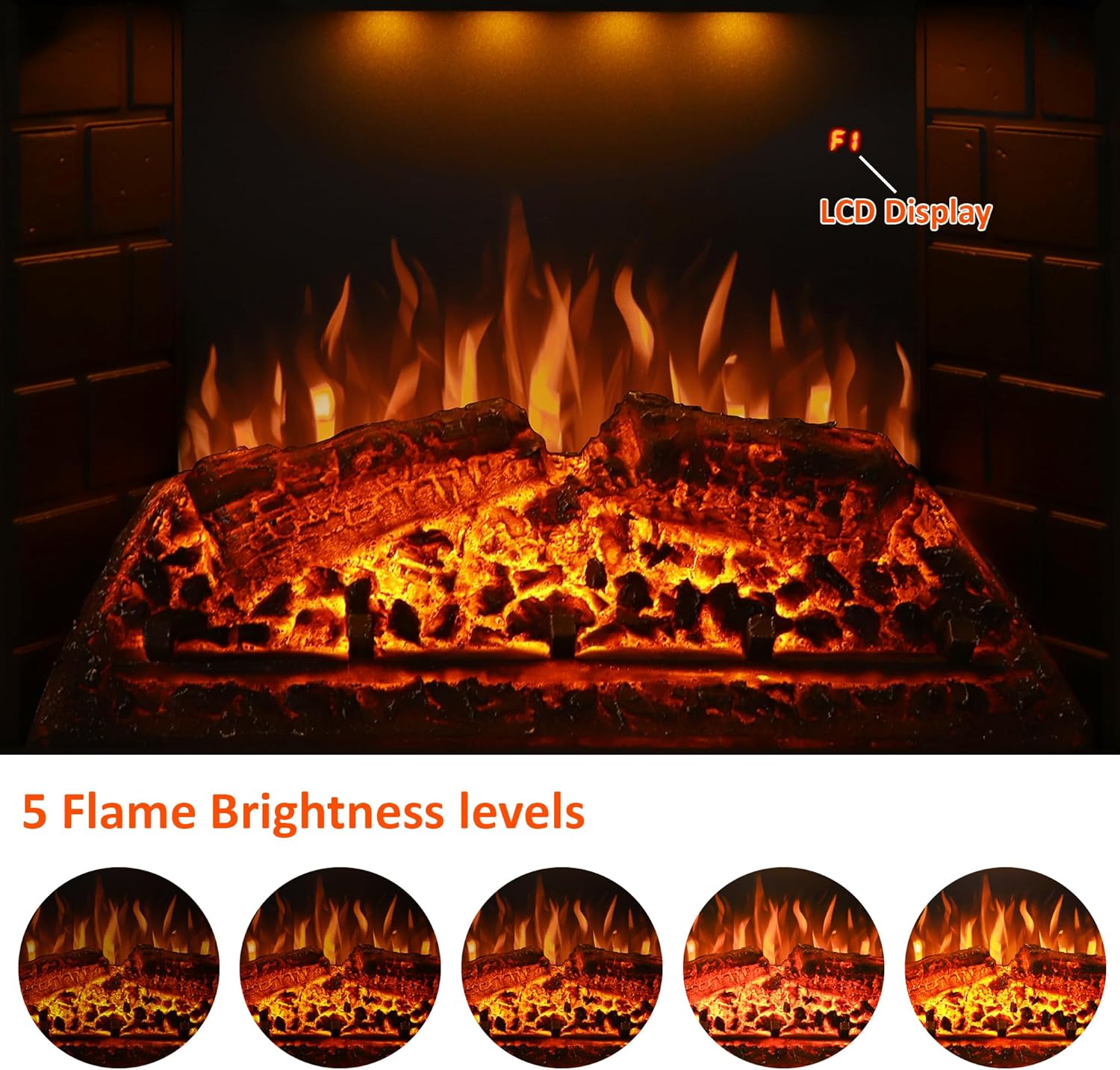 Valuxhome Electric Fireplace with Fire Crackling Sound and Overheating Protection