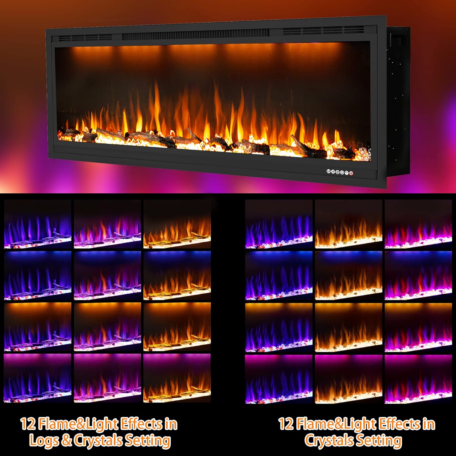 Dreamflame 74 Inch Electric Fireplace with Smart Control