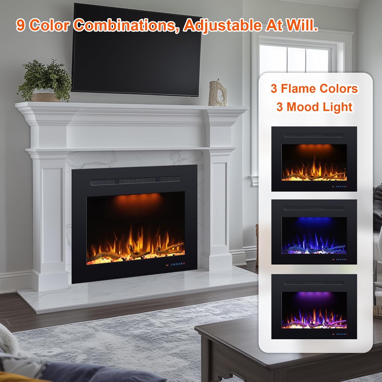 PRISMASTER 2959 Electric Fireplace Insert with Adjustable Flames 1