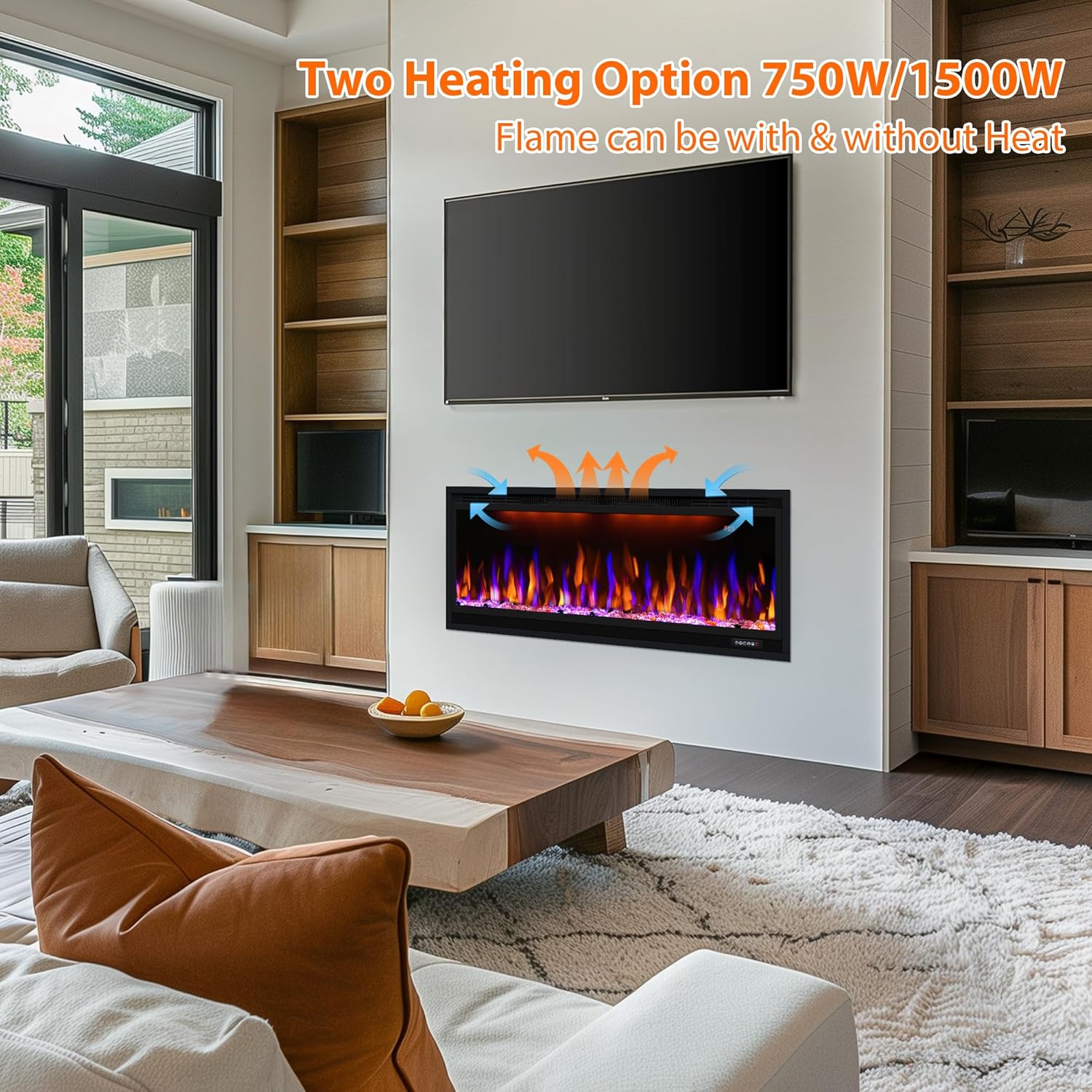 Dreamflame 42 Inch Smart Electric Fireplace with App Control and Timer