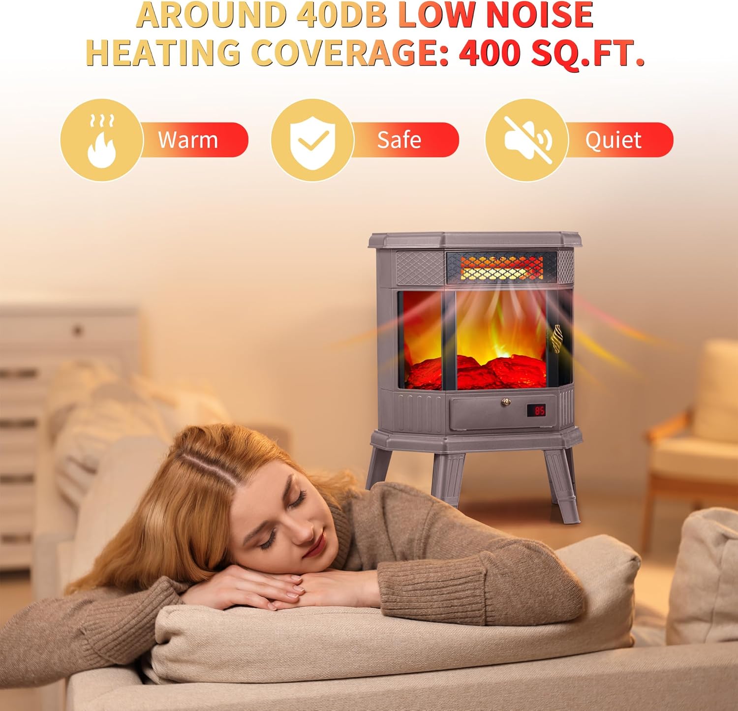 RealSmart 22 in Electric Fireplace with 3D Flame Effect and Remote Control