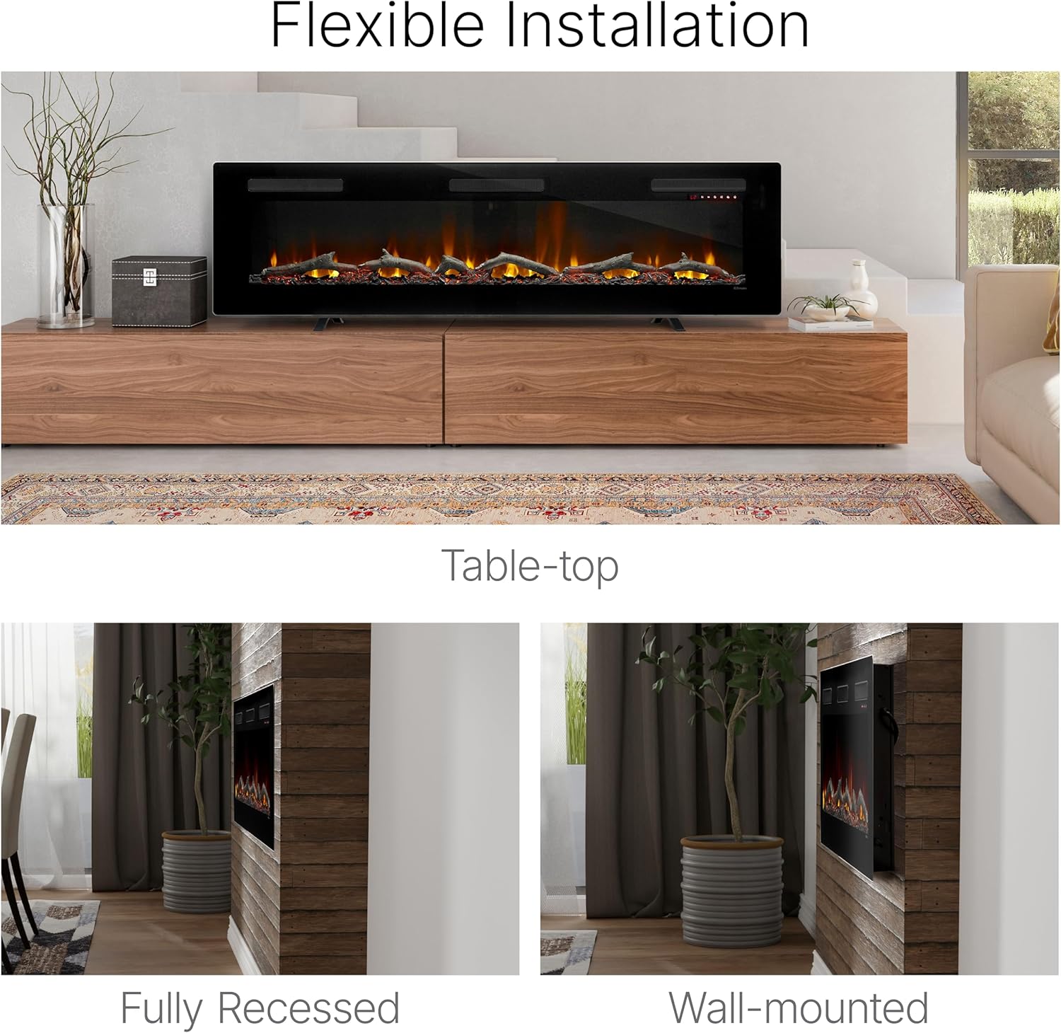 Dimplex Sierra 48 Electric Fireplace Heater - 1400W Wall Mounted Black