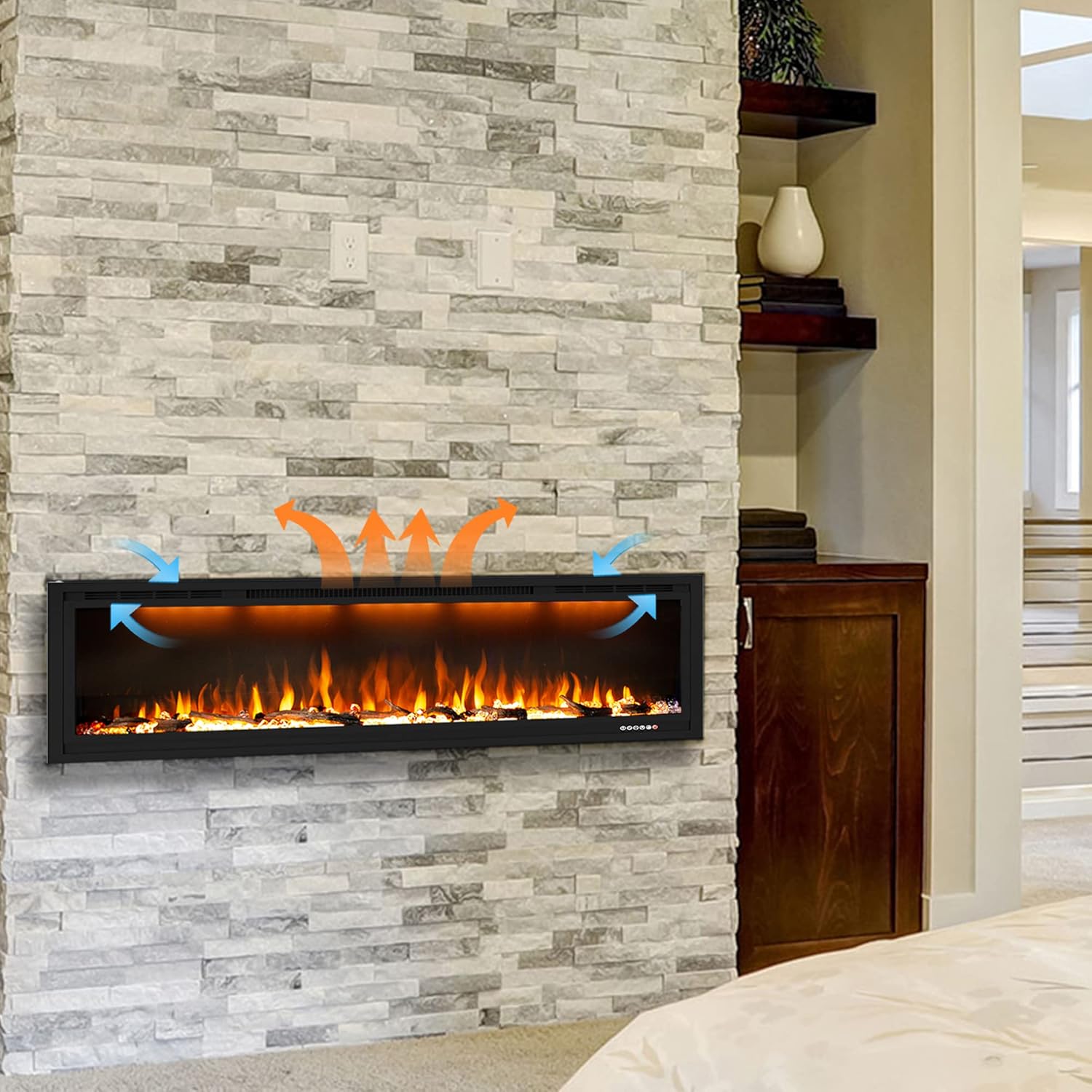 Dreamflame 74 Inch Electric Fireplace with Smart Control
