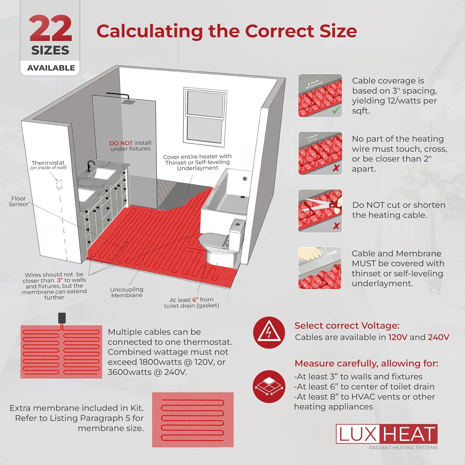 LuxHeat 150sqft Electric Floor Heating System with WiFi Thermostat