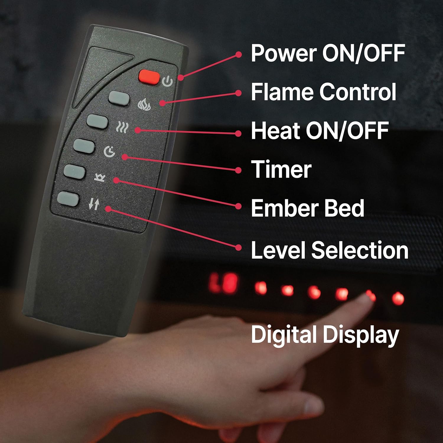 Dimplex Sierra 48 Electric Fireplace Heater - 1400W Wall Mounted Black