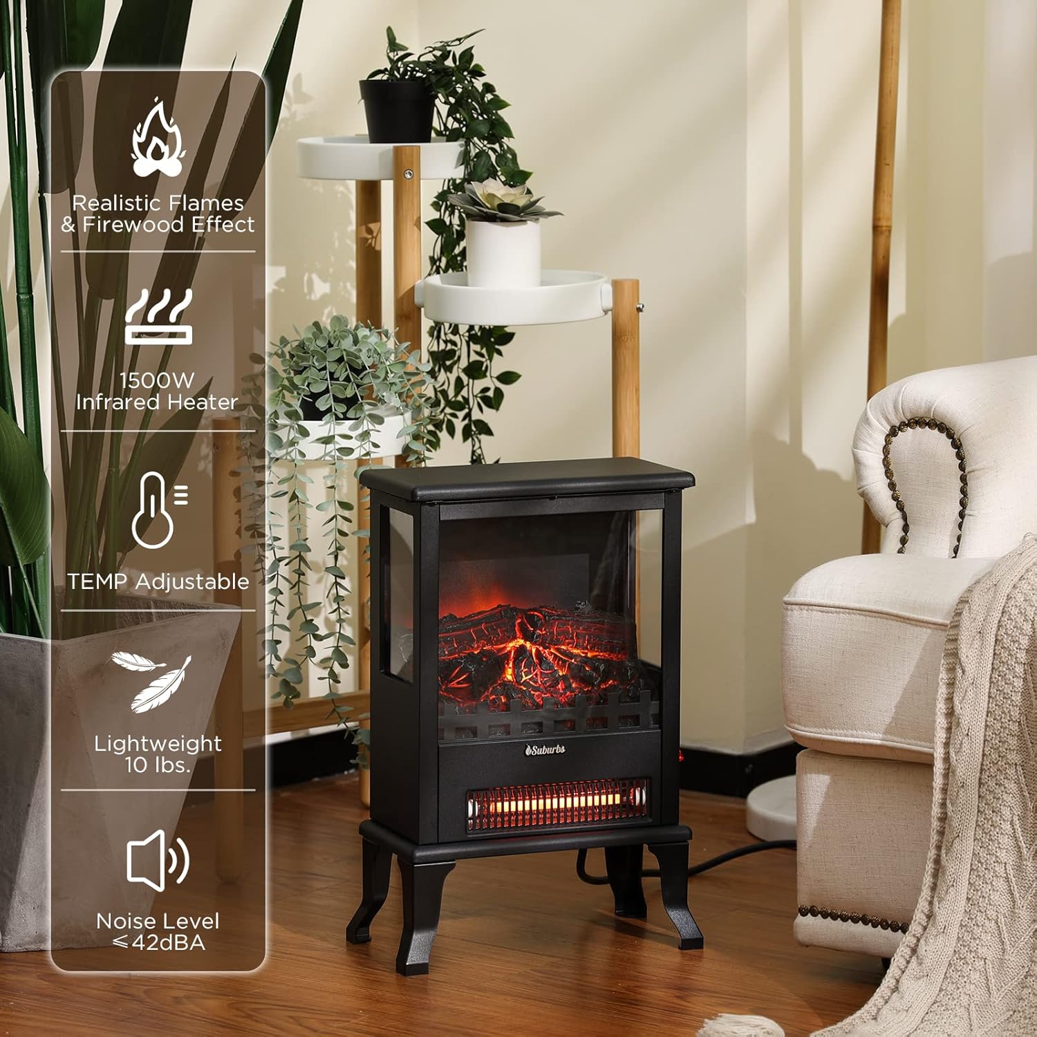 TURBRO Suburbs TS17Q Electric Fireplace Stove