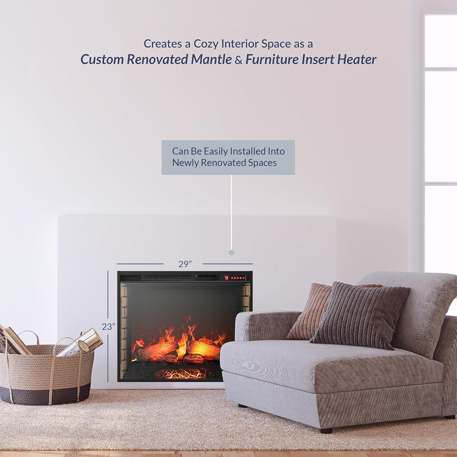 BELLEZE 28 Electric Fireplace with 5000 BTU Heater