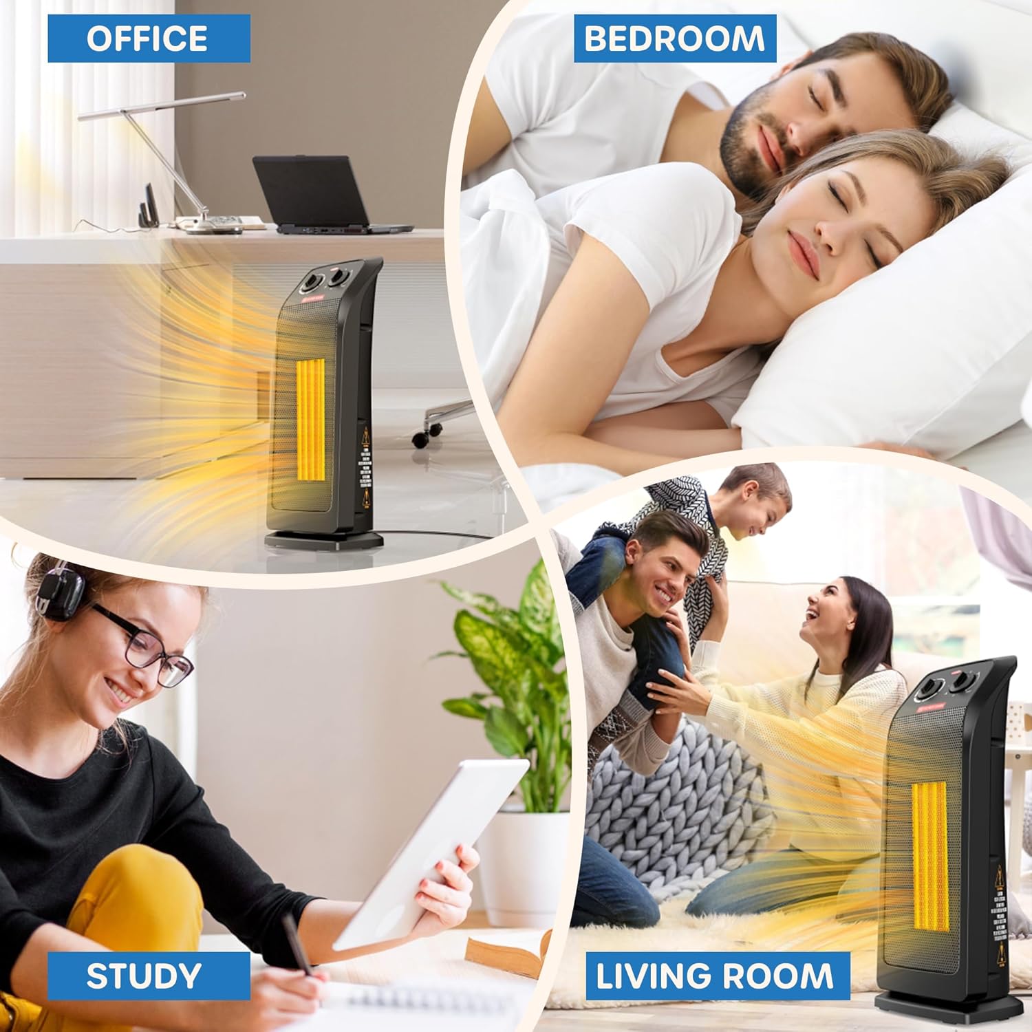 ECOWELL 18 Tower Heater with 3 Modes and Thermostat