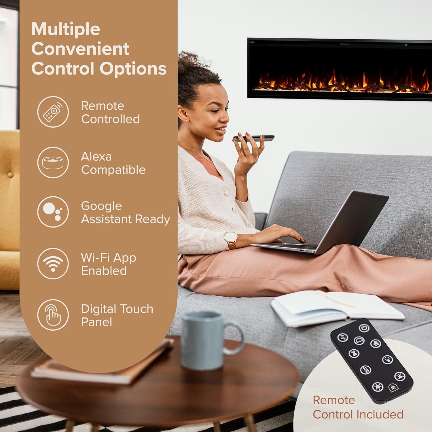 Modern Ember Aerus 72 Inch Smart Linear Electric Fireplace 1