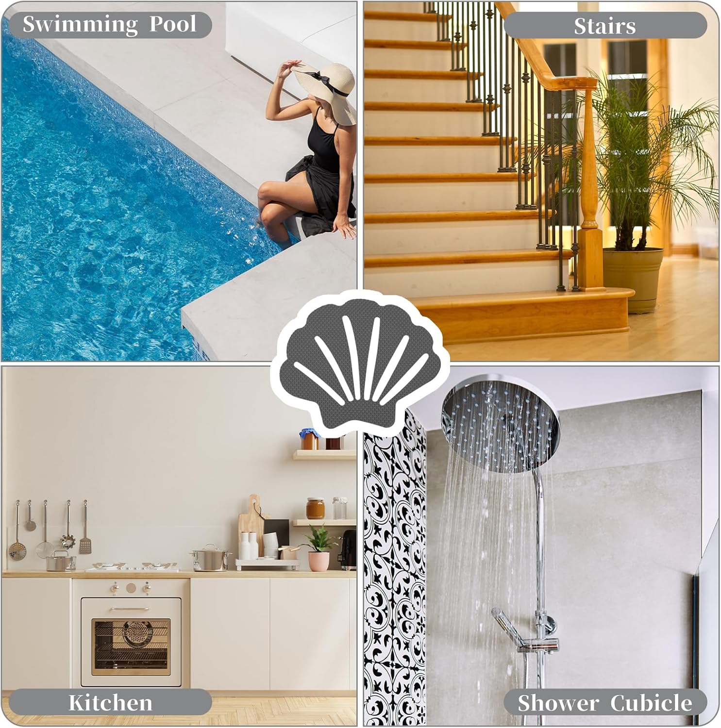 12 Pcs Non-Slip Bathtub Stickers with Self-Adhesive Design