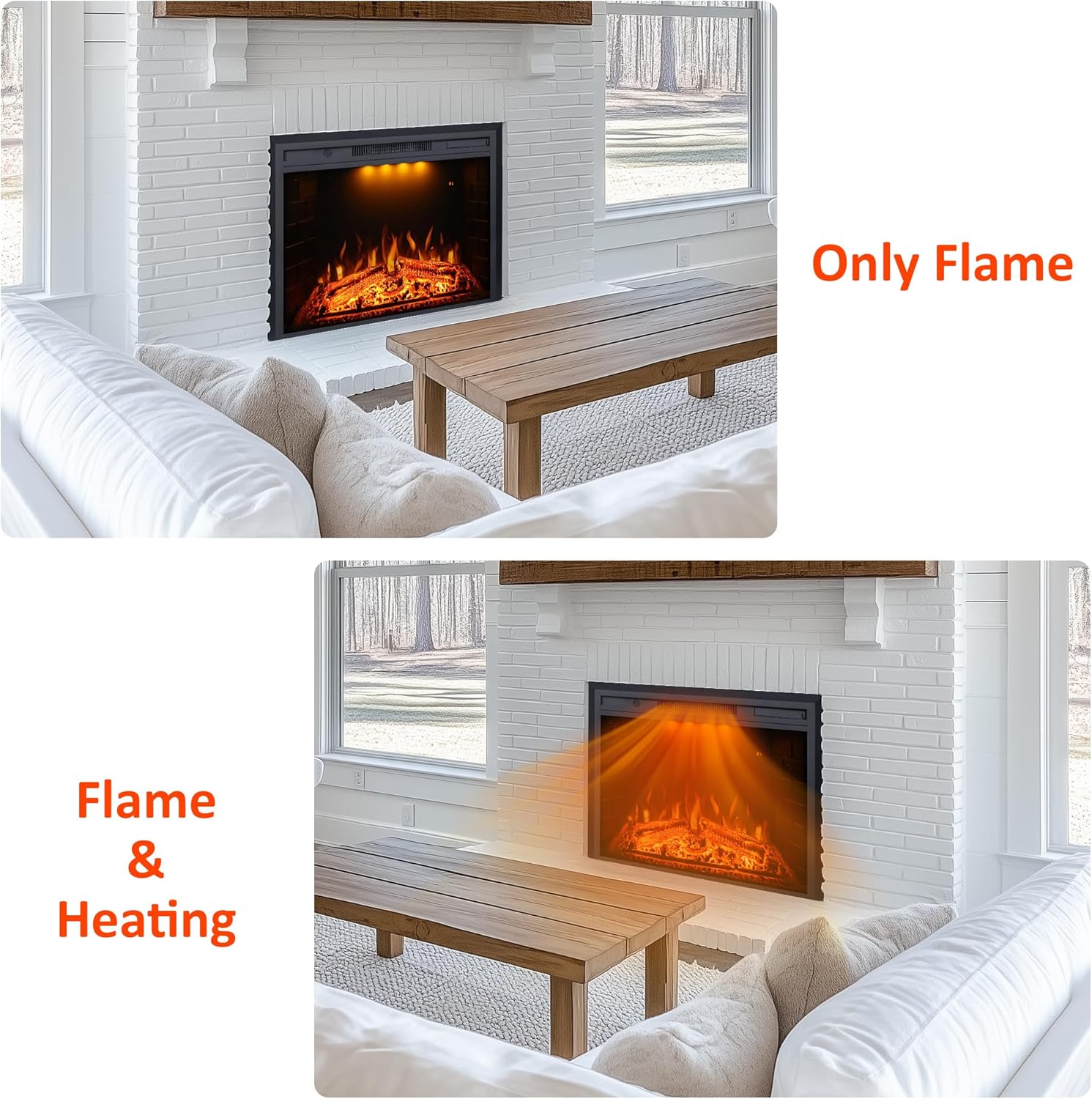 Valuxhome Electric Fireplace with Fire Crackling Sound and Overheating Protection