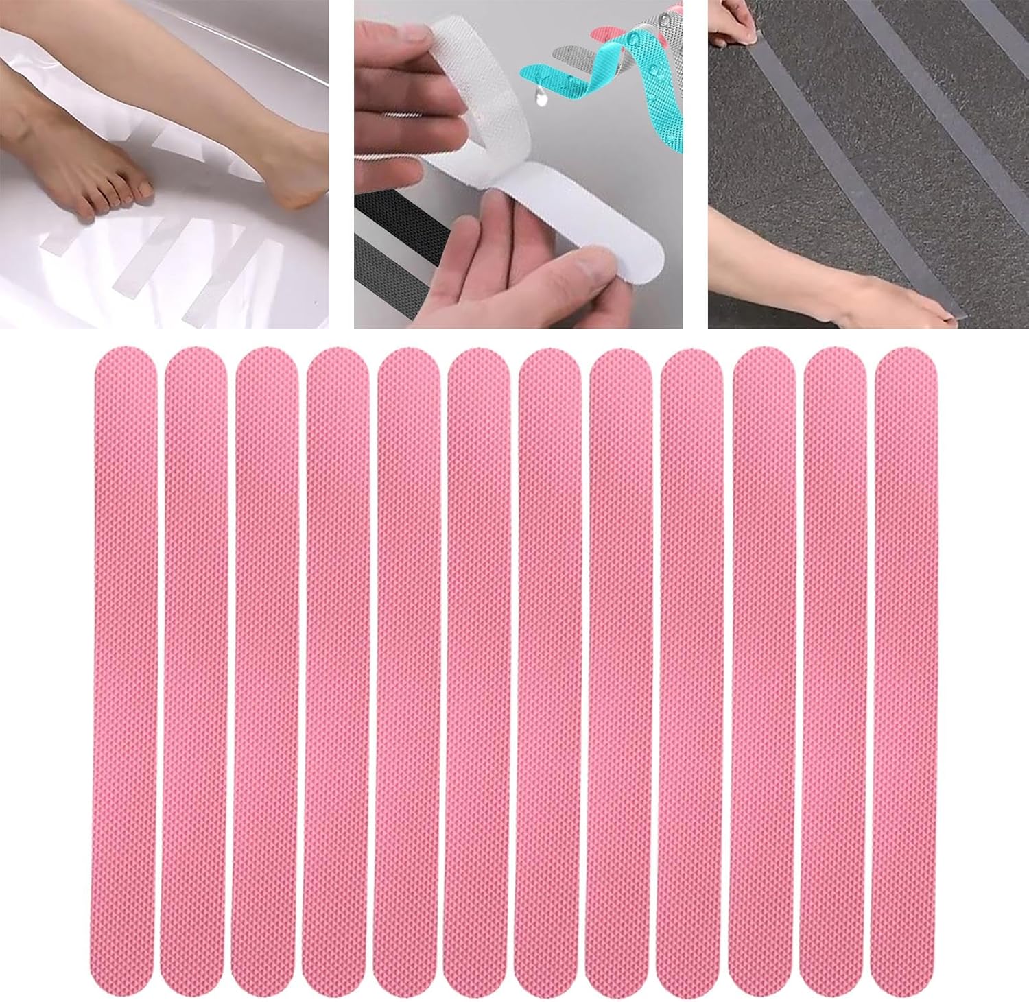 JISADER 12x Non Slip Bathtub Stickers with 3D Textured Design