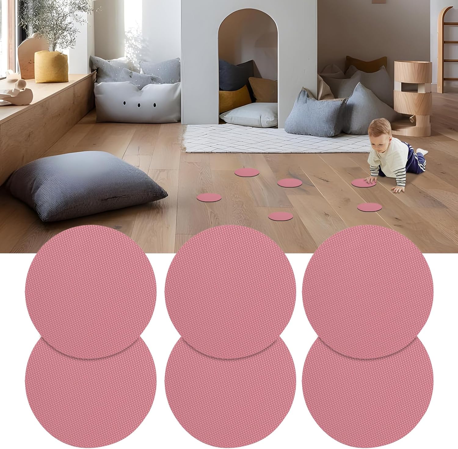 6 Piece Round Anti-Slip Shower Floor Stickers with Grip Decals